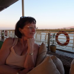 Barbara relaxes on the sun deck of the Royal Viking Nile Cruise Ship