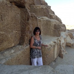 The Great Pyramid. Barbara at the entrance to the Great Pyramid, November 2012.