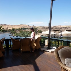 Barbara on one of the terraces at the Old Cataract Hotel Aswan November 2012