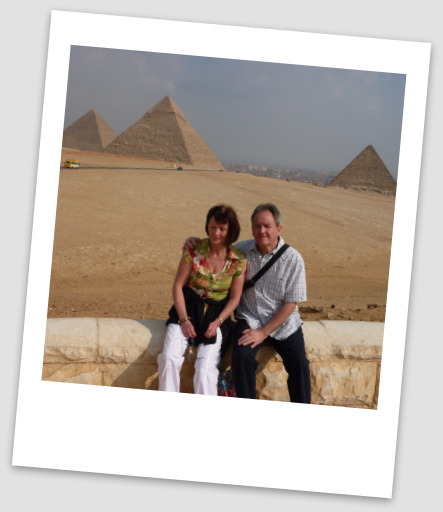 Barbara and Colin at the Pyramids at Giza