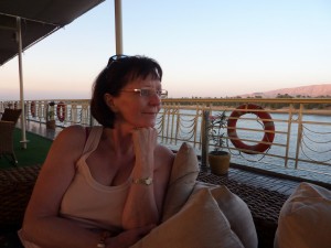 Royal Viking Nile Cruise Ship - Barbara relaxing on the sundeck