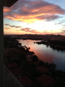 Sunset over the Nile from the Panorama Bar at the Movenpick Aswan Hotel, Nov 2012