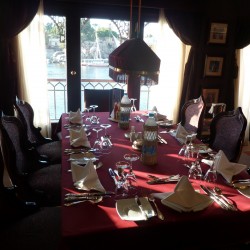 MS Misr. Tables are set in the restaurant.