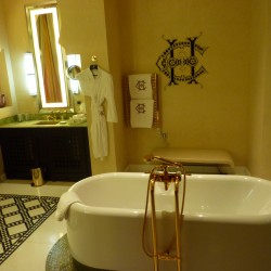 The bathroom in the Agatha Christie Suite at the Old Cataract Hotel Aswan