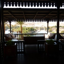 The view from the balcony of the Agatha Christie Suite at the Old Cataract Hotel Aswan